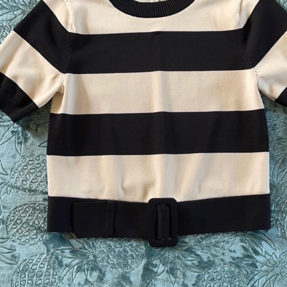 Eva Mendes NY & Company Black Cream Striped Shirt